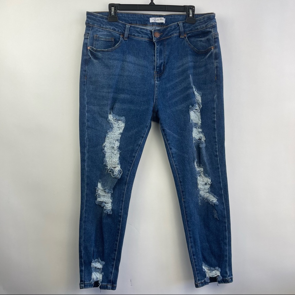 Bien Blue High Rise Distressed Super Stretch Jeans Size 20 Plus size denim